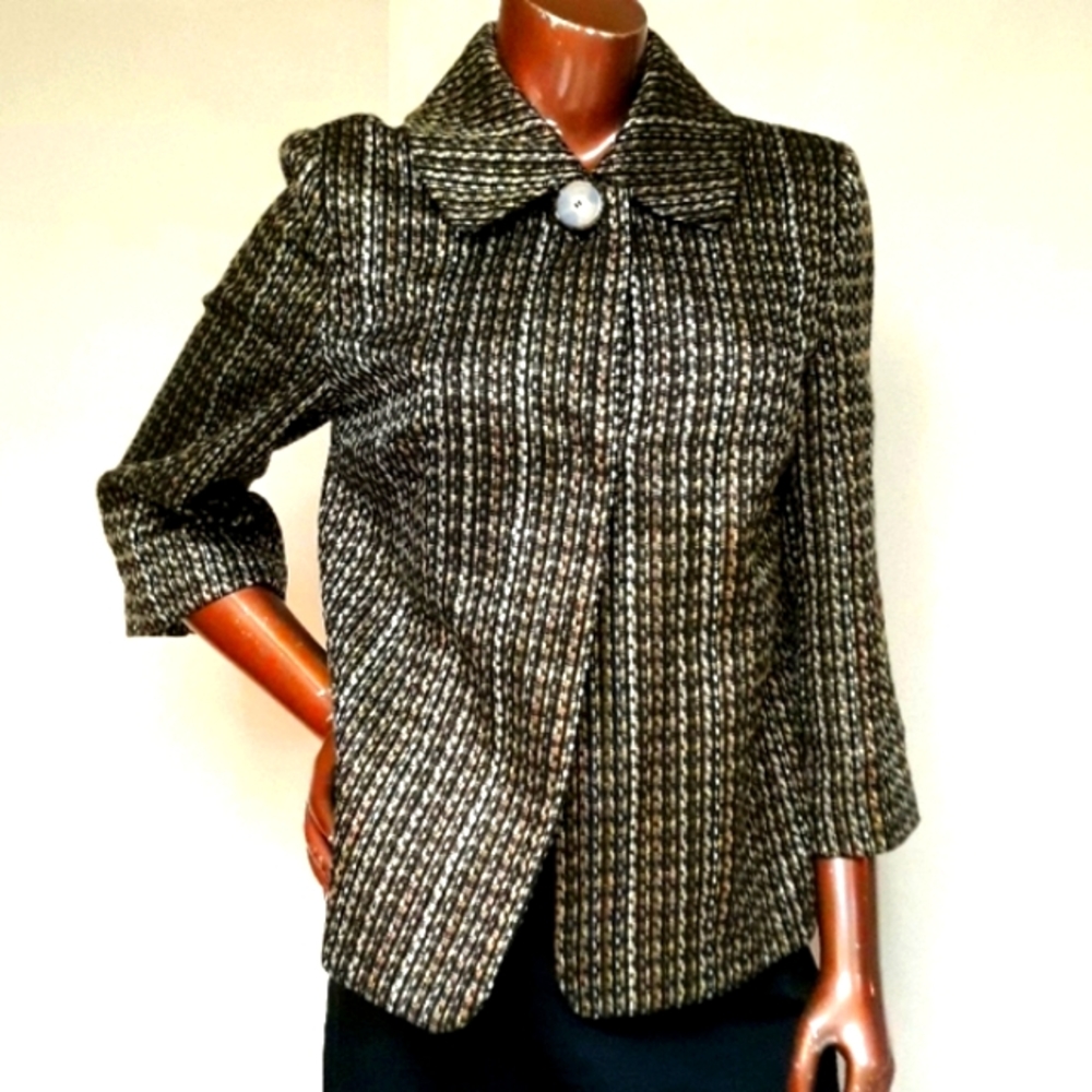 Laura Ashley Tweed Metallic Accent Blazer
